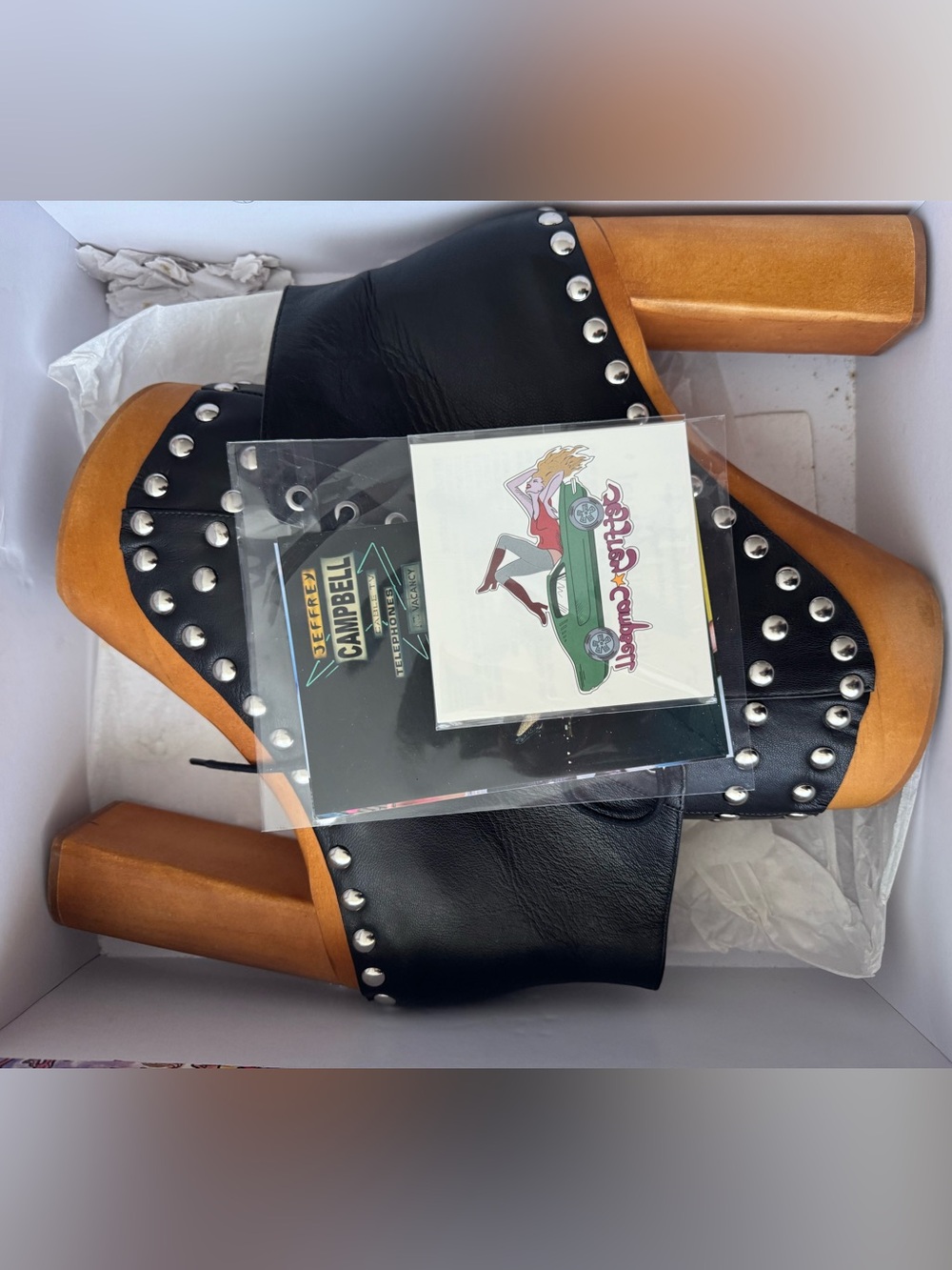LALITA —Black Leather Platform Lace-Up Boot with Wood Block Heel - Picture 4 of 5